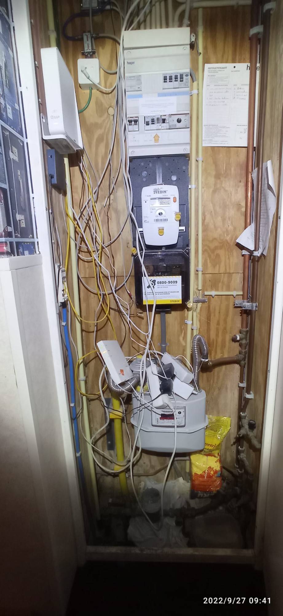 aangetroffen meterkast zonder stroom